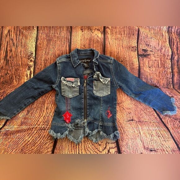 Baby‎ Phat Girls Blue Comfort Long Sleeve Front Zip Collared Jean Jacket Size 4 - Picture 1 of 7